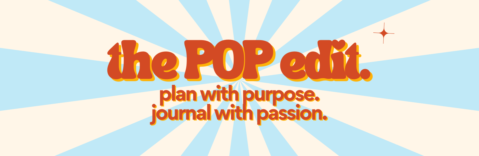 the pop edit plan with purpose journal with passion. banner 1