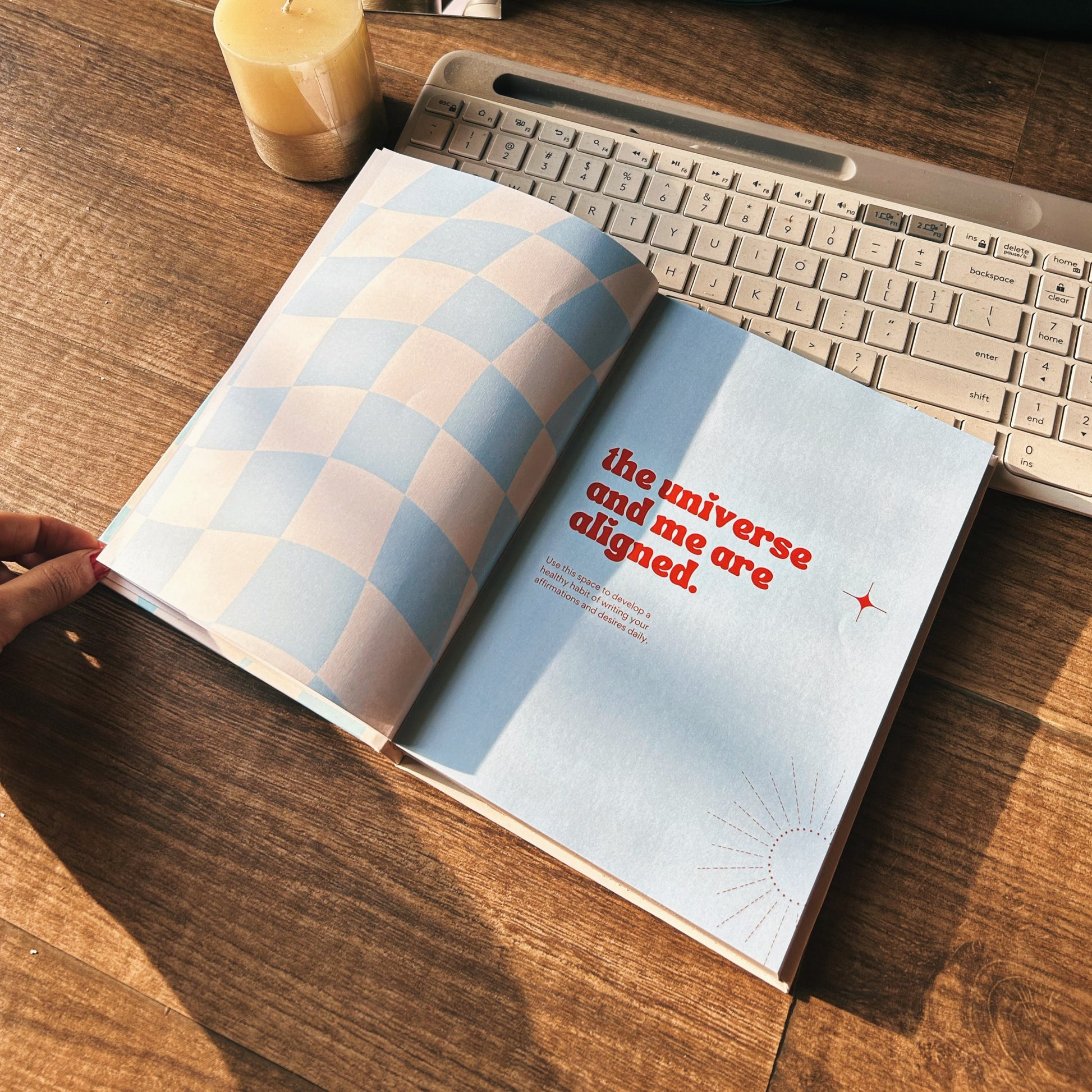 Universe and me aligned diary Laid on table