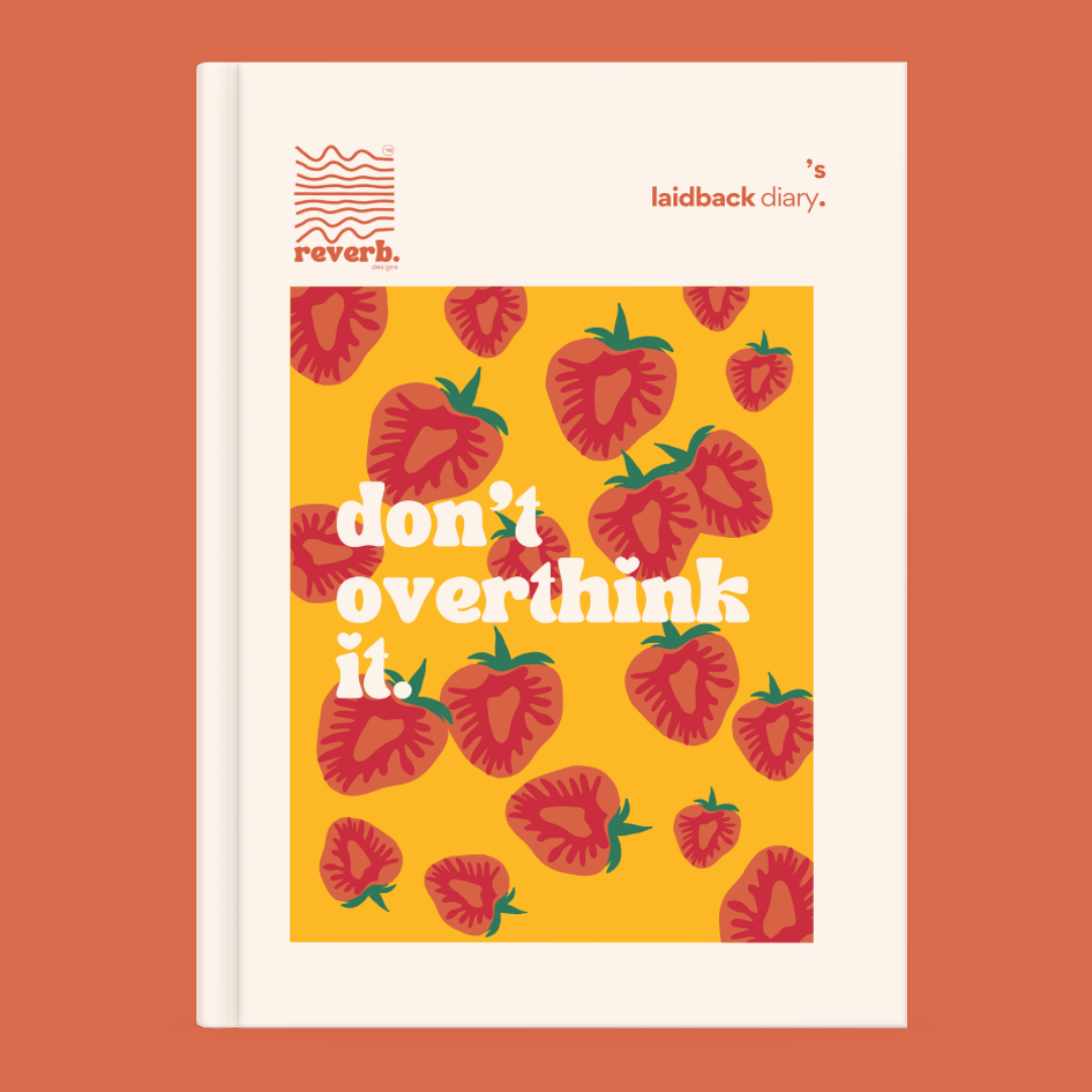 strawberry print laidback custom name diary orange bg planner journal