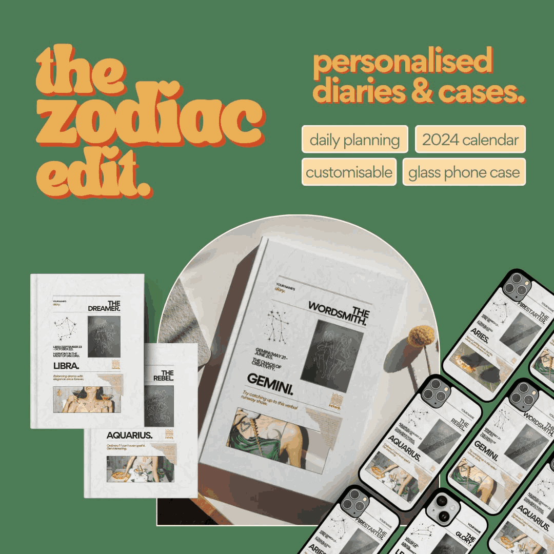 the zodiac edit diaries or phone cases